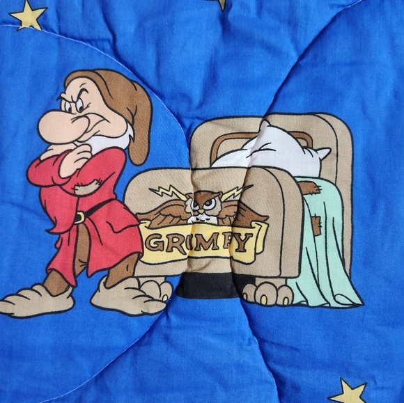 Vintage "Snow White Seven Dwarves" Double Sided Twin Comforter Blanket USA Made - Picture 10 of 16